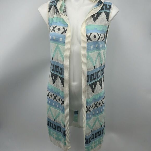Say What medium native inspired print open cardigan hoodie - Picture 2 of 7
